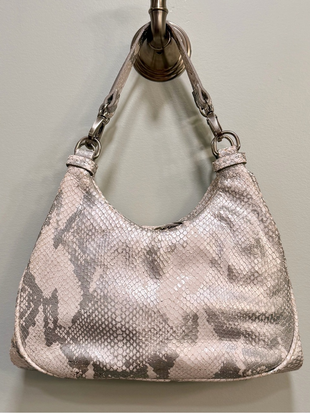 Vintage Donald J. Pilner Snake-Print Hobo Shoulder Bag